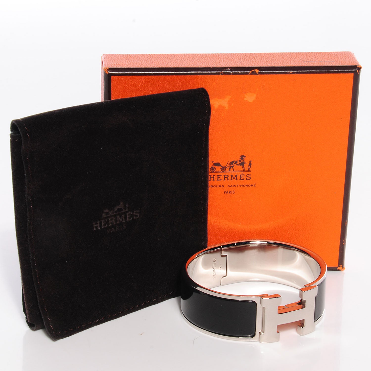 Hermes Enamel Clic Clac H Bracelet Wide PM Black 5 of 5