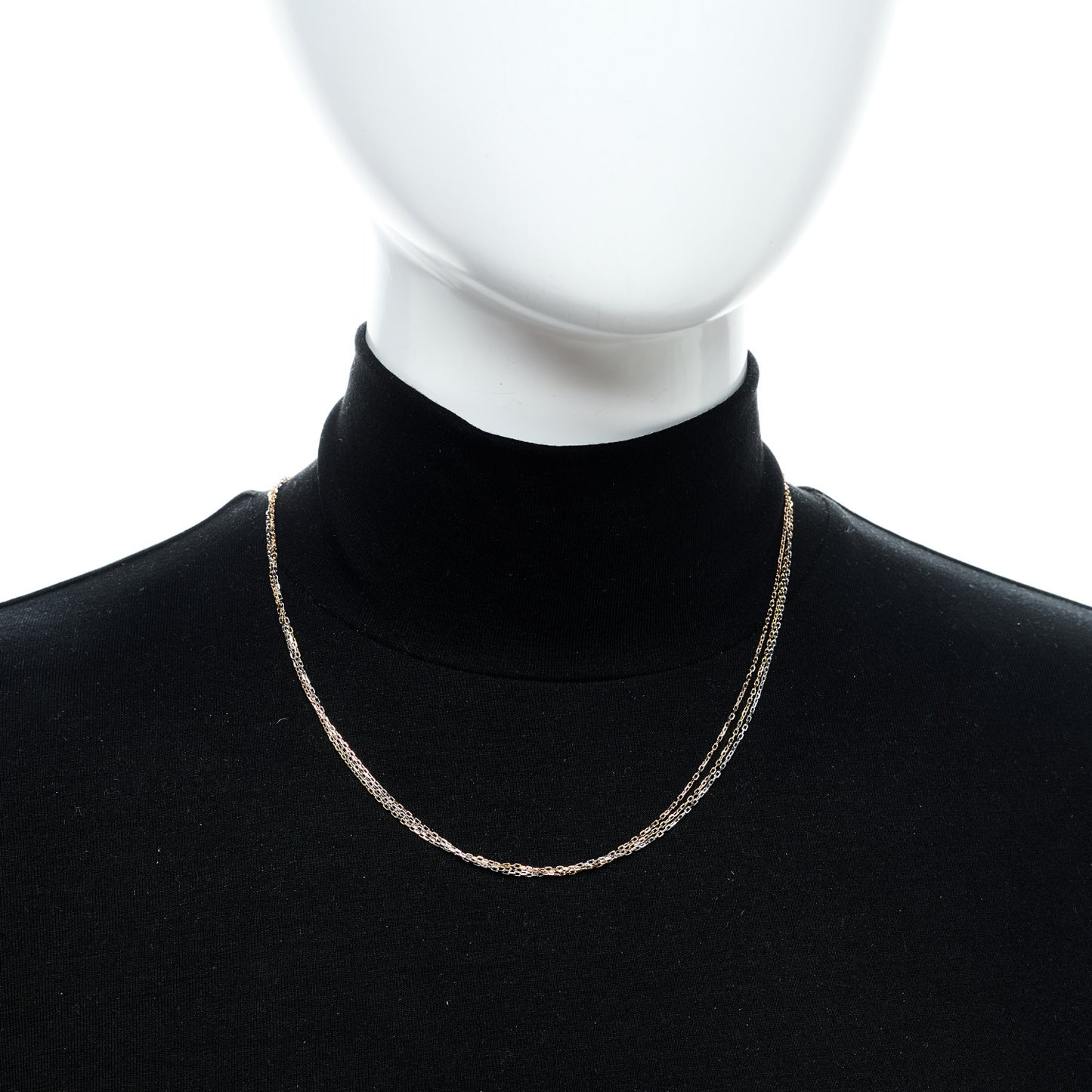 18K Pink Yellow White Gold Three Chain Necklace