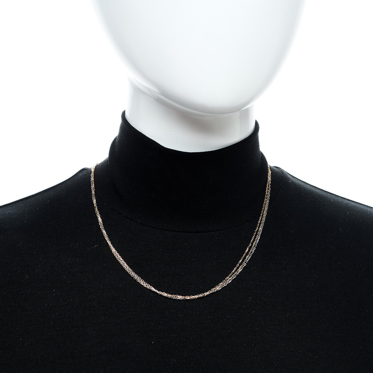 Cartier 18K Pink Yellow White Gold Three Chain Necklace 2 of 6