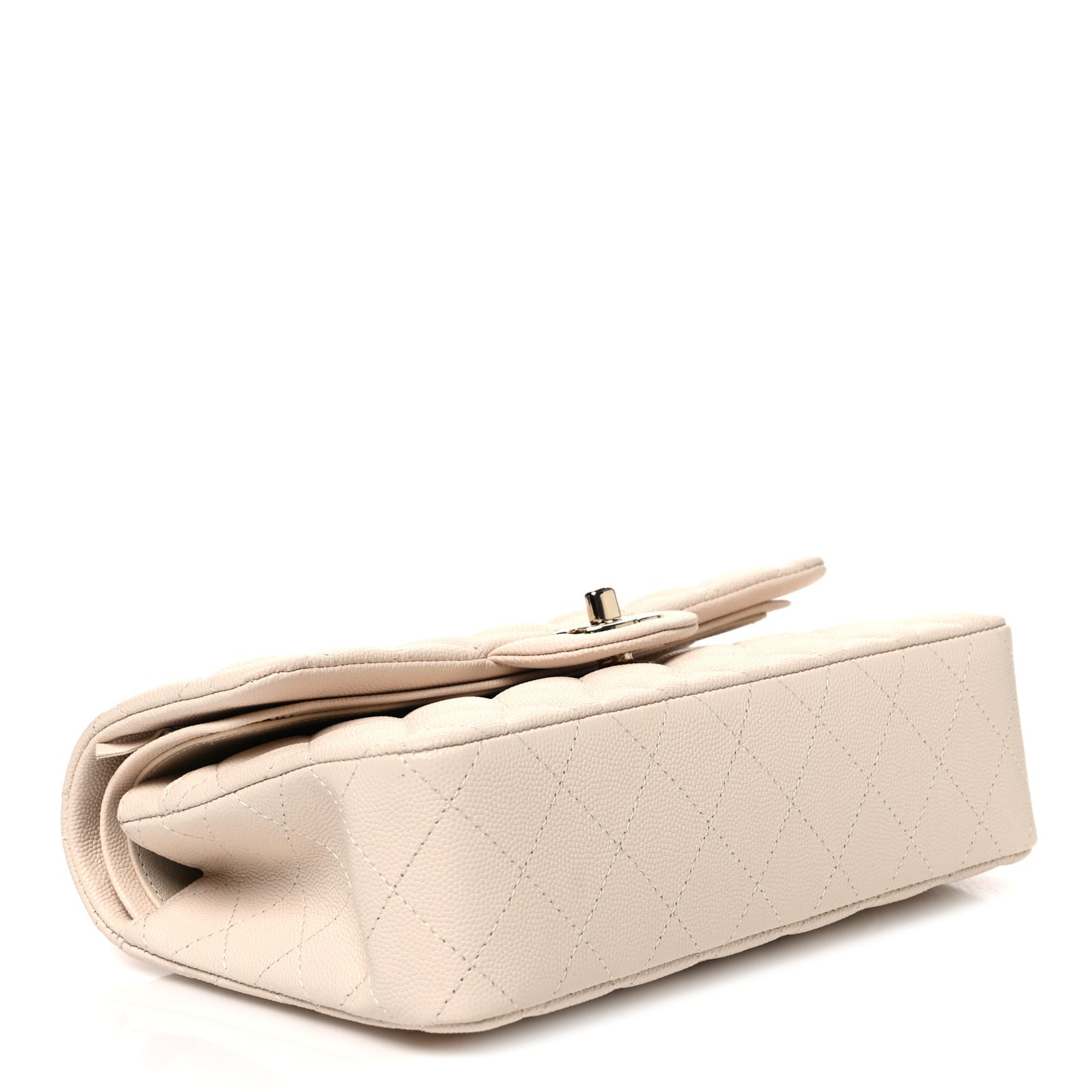 Caviar Quilted Small Double Flap Light Beige