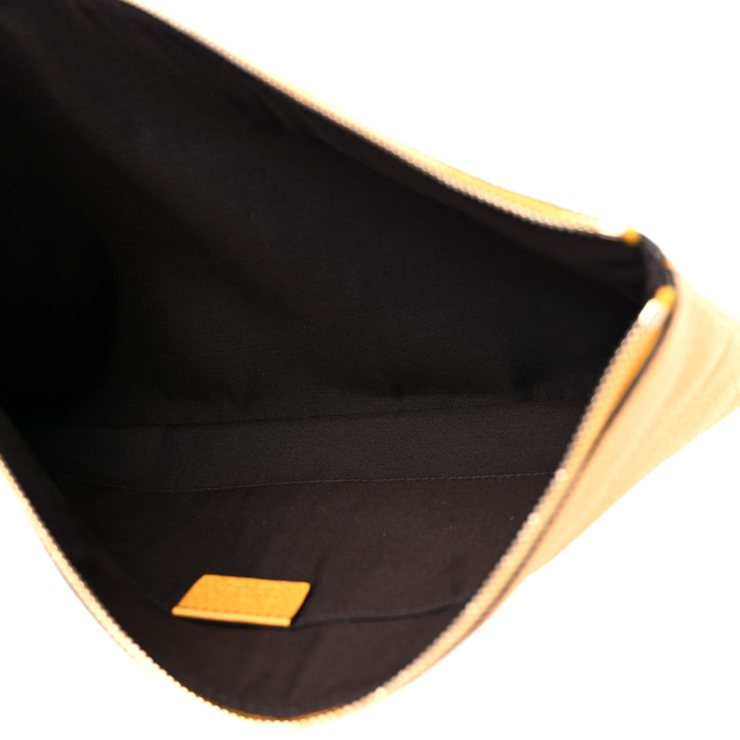 Pebbled Calfskin Large Bamboo Clutch Yellow