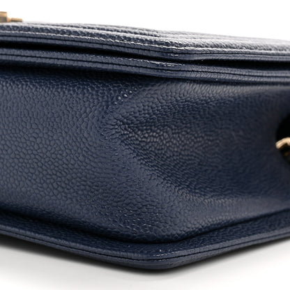 Chanel Caviar Quilted Medium Boy Flap Dark Blue 10 of 11