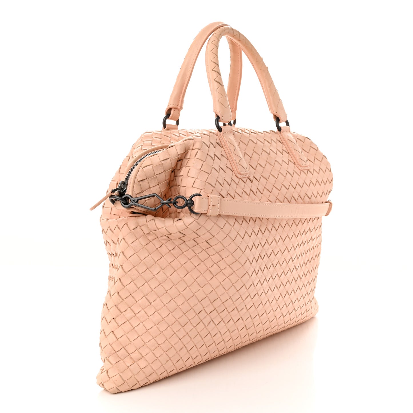 Nappa Intrecciato Medium Convertible Tote Flamingo