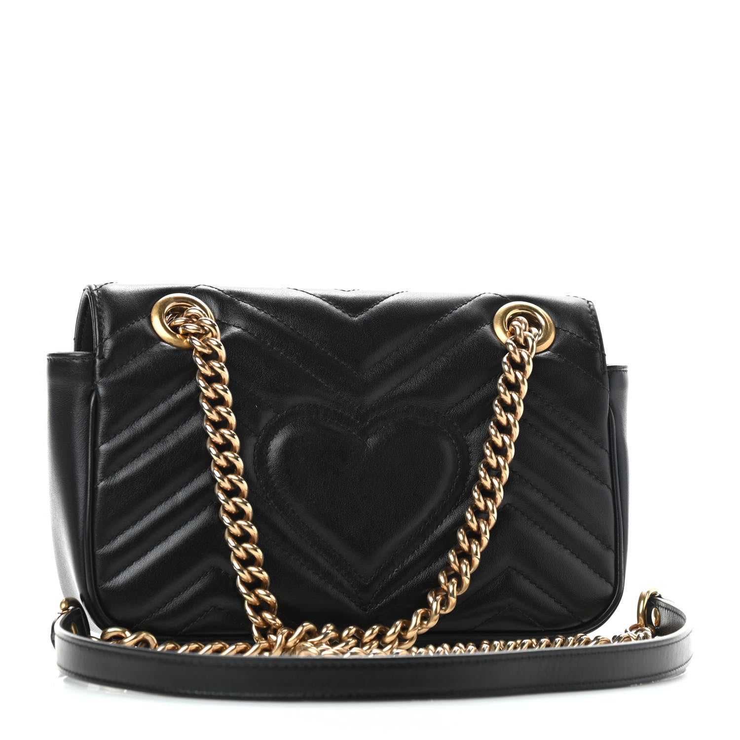Gucci Calfskin Matelasse Mini GG Marmont Shoulder Bag Black 3 of 9