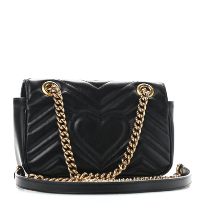 Gucci Calfskin Matelasse Mini GG Marmont Shoulder Bag Black 3 of 9