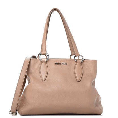 Miu Miu Vitello Phenix Shopping Tote Cammeo 1 of 9