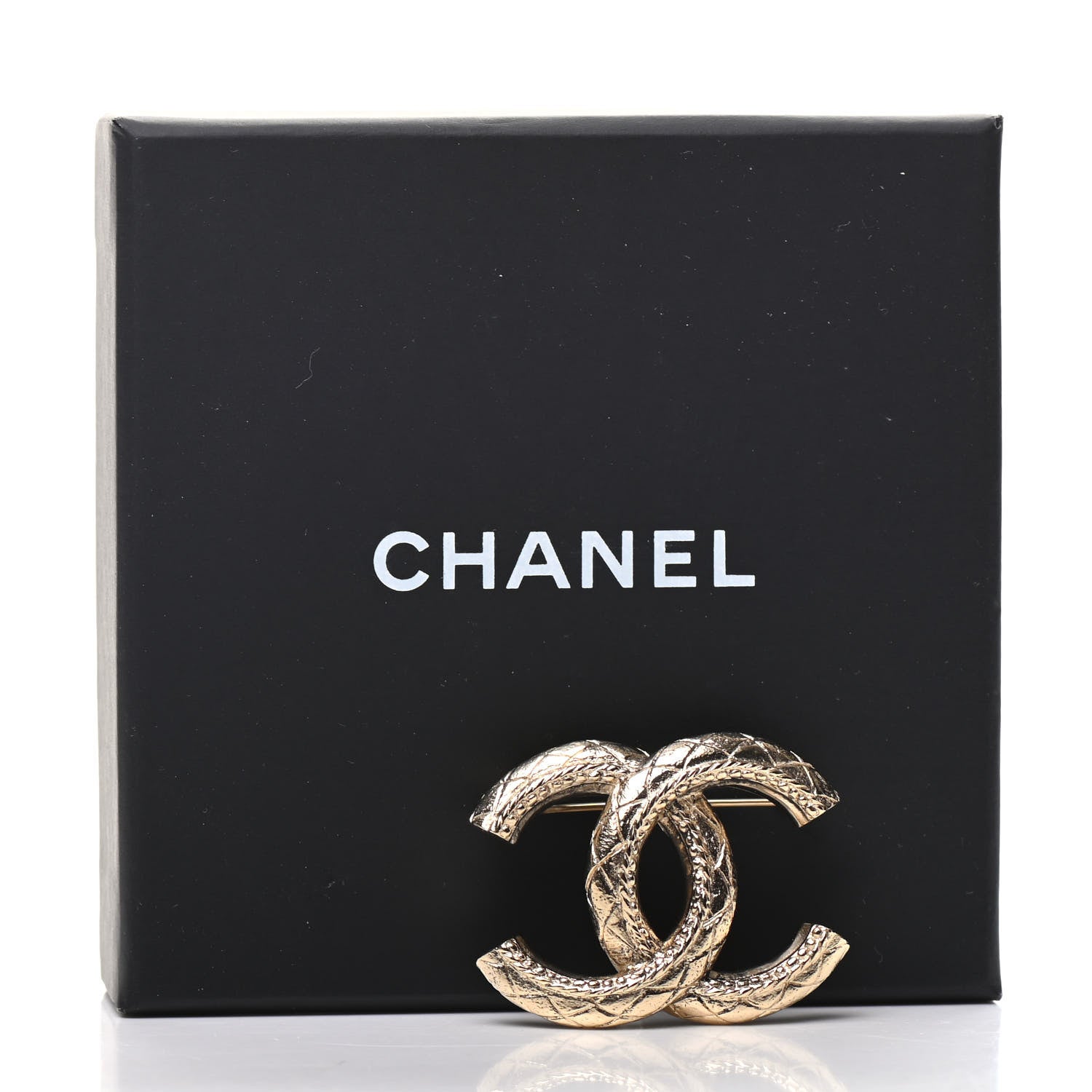 Chanel Metal CC Quilted Brooch Light Gold 5 of 5