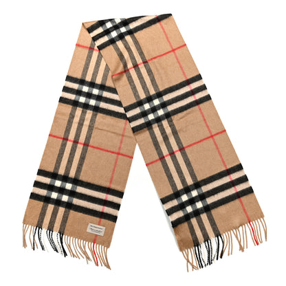 Burberry Cashmere Giant Check Fringe Scarf Camel 2 of 3