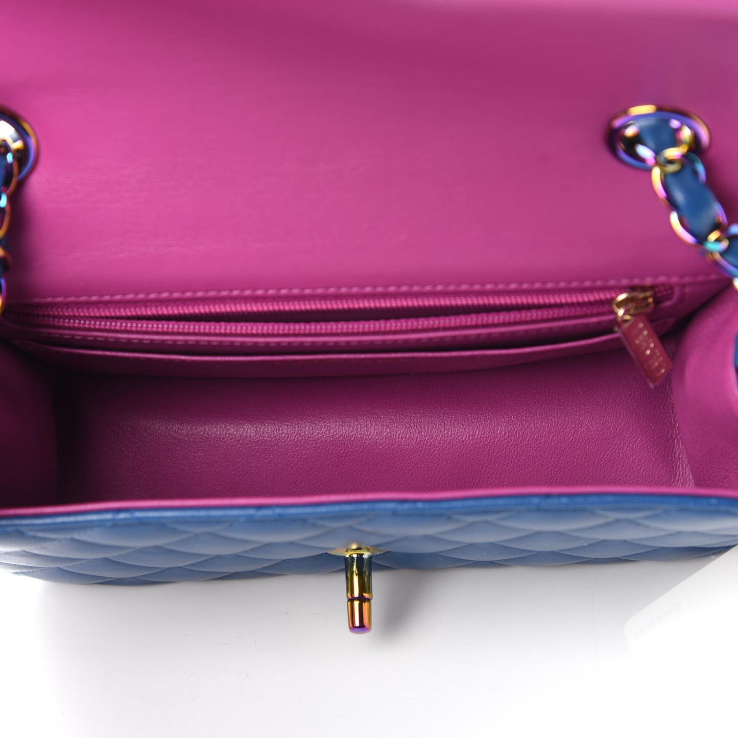 Lambskin Quilted Mini Rectangular Flap Blue Purple