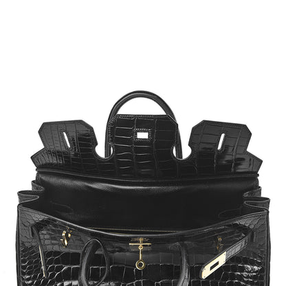 Hermes Shiny Porosus Crocodile Birkin 35 Black 21 of 32
