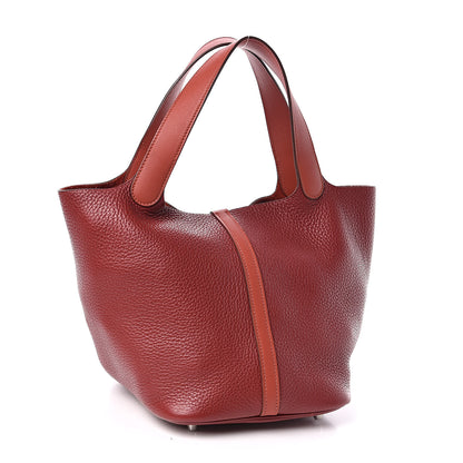 Hermes Taurillon Clemence Swift Picotin Lock 22 MM Rouge H Brique 3 of 10