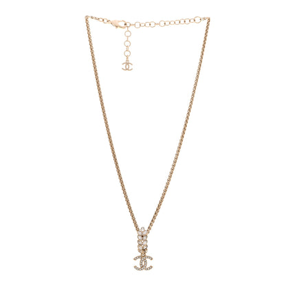 Chanel Crystal CC Pendant Necklace Gold 3 of 5
