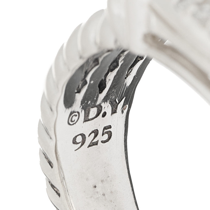 David Yurman Sterling Silver Diamond 16mm Wheaton Ring 54 7 5 of 5