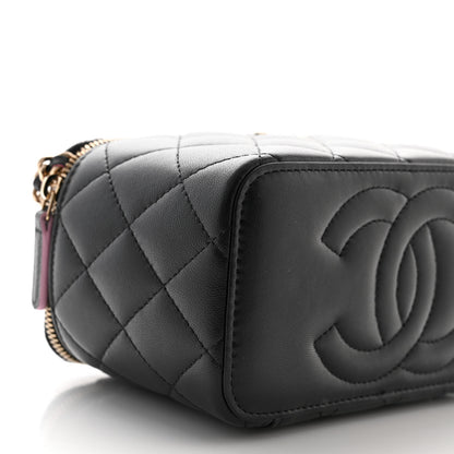 Chanel Lambskin Quilted Small Top Handle Vanity Case With Chain Black Lilac 9 of 15