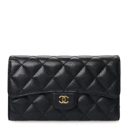 Chanel Caviar Quilted Long Flap Wallet Black 1 of 13