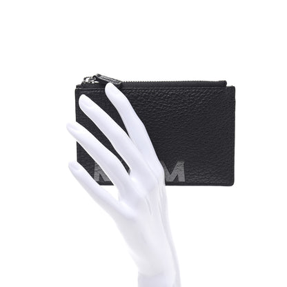 MCM Grained Calfskin Logo Zip Card Case Wallet Black 2 of 9