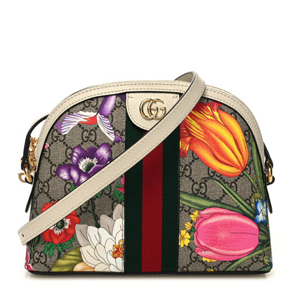 Gucci GG Supreme Monogram Flora Web GG Small Ophidia Dome Shoulder Bag White 1 of 10