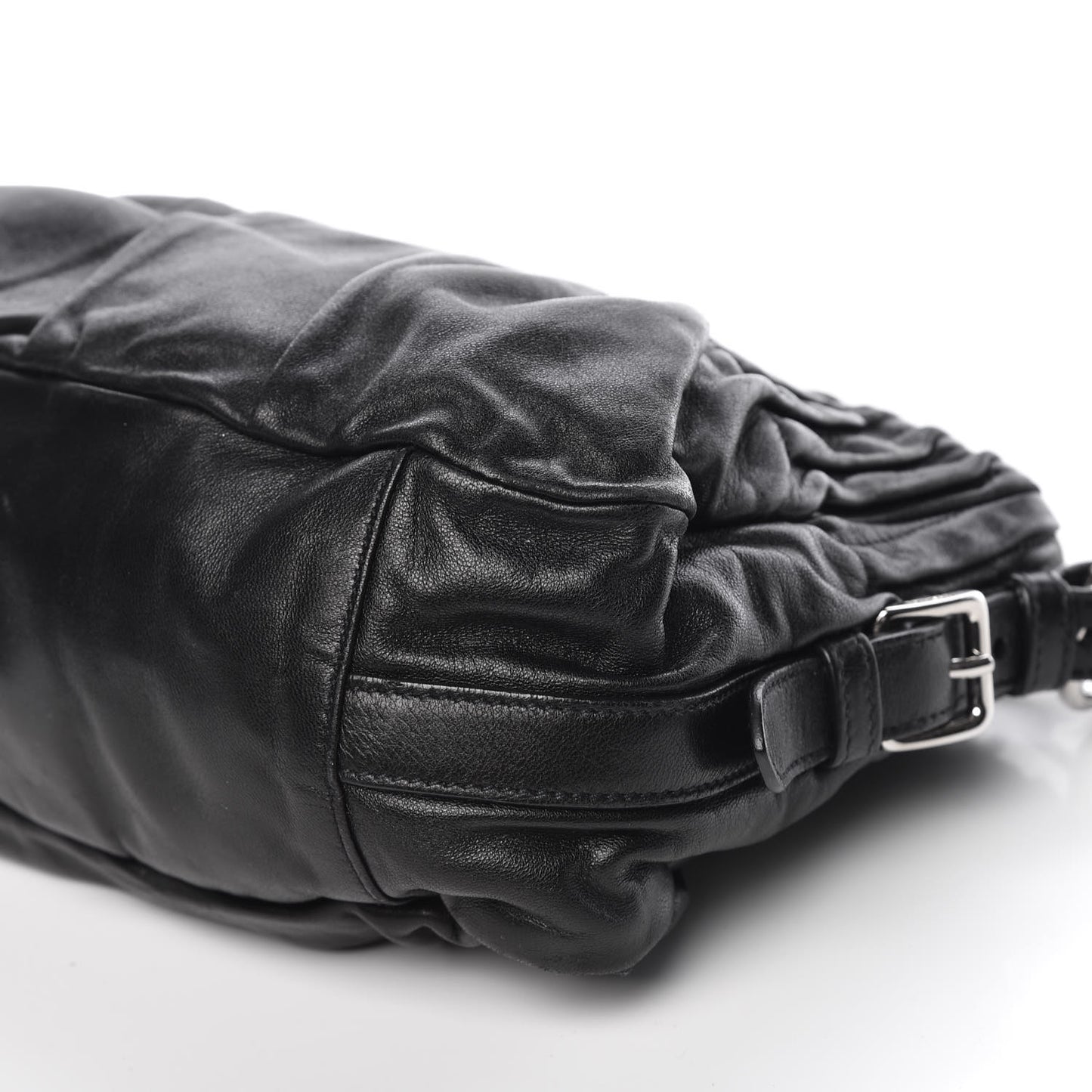 Nappa Drapes Shoulder Bag Nero Black