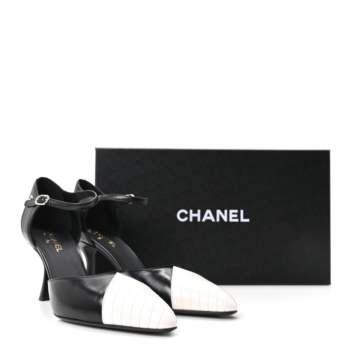Lambskin Mary Jane Pumps 39 Black White