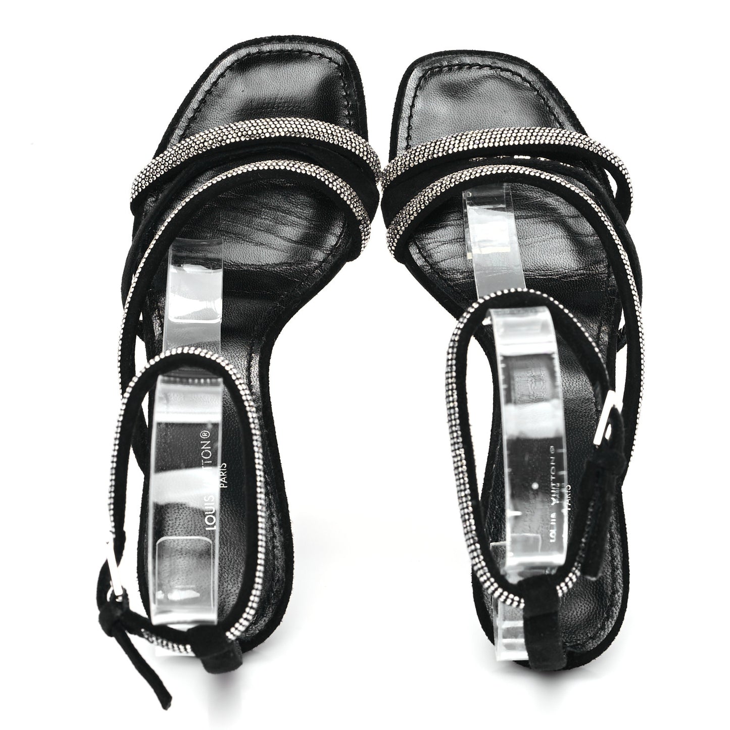 Suede Goat Rhinestone Appeal Sandals 36 Black