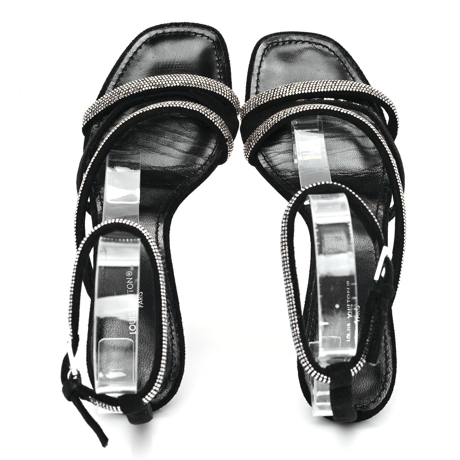 Louis Vuitton Suede Goat Rhinestone Appeal Sandals 36 Black 2 of 12