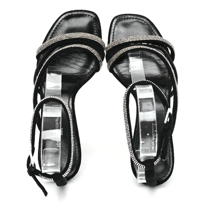 Louis Vuitton Suede Goat Rhinestone Appeal Sandals 36 Black 2 of 12