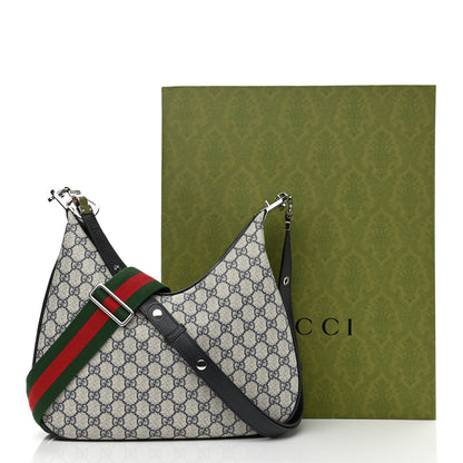 Gucci GG Supreme Monogram Textured Calfskin Web Large Attache Shoulder Bag Beige Blue 12 of 12