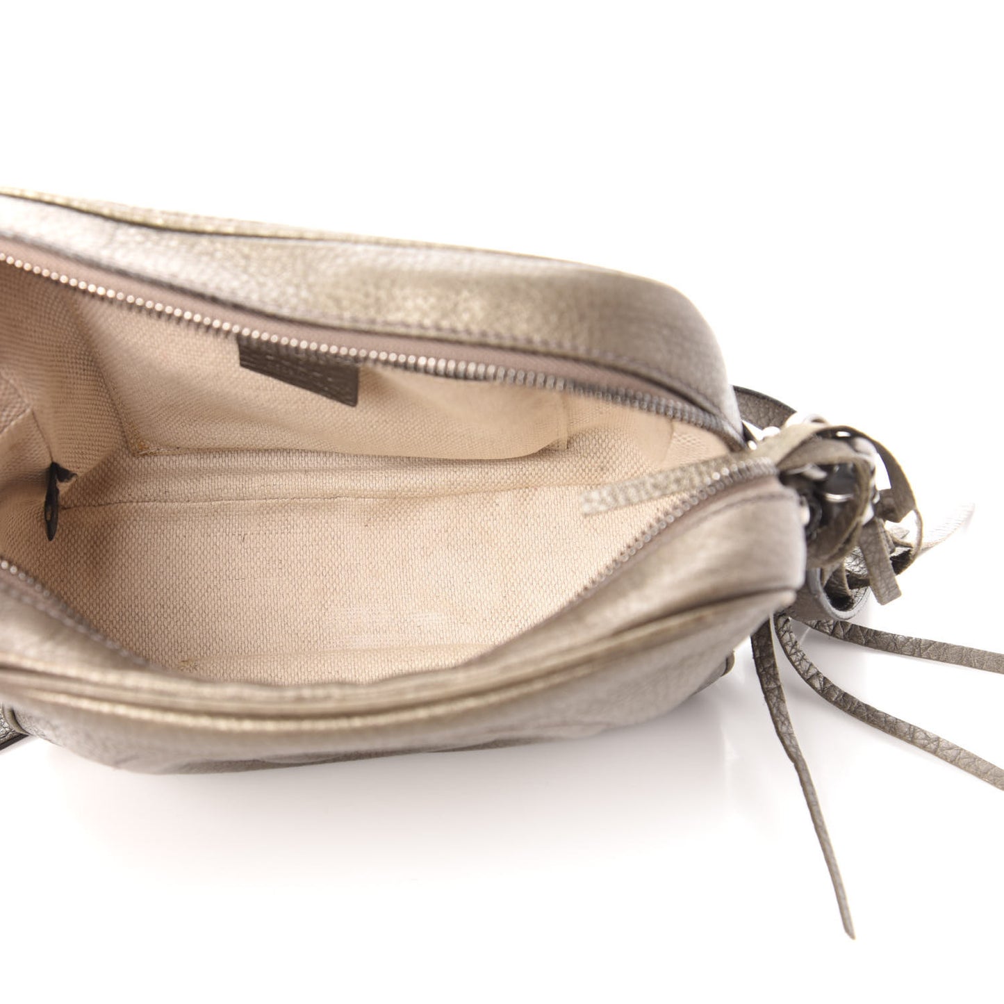 Metallic Pebbled Calfskin Small Soho Disco Bag Sasso