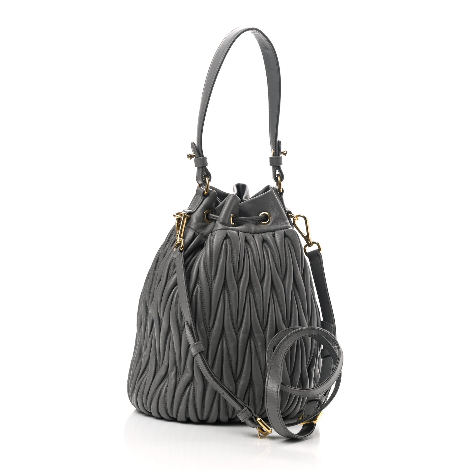 Miu Miu Nappa Matelasse Small Bucket Bag Marmo 2 of 5