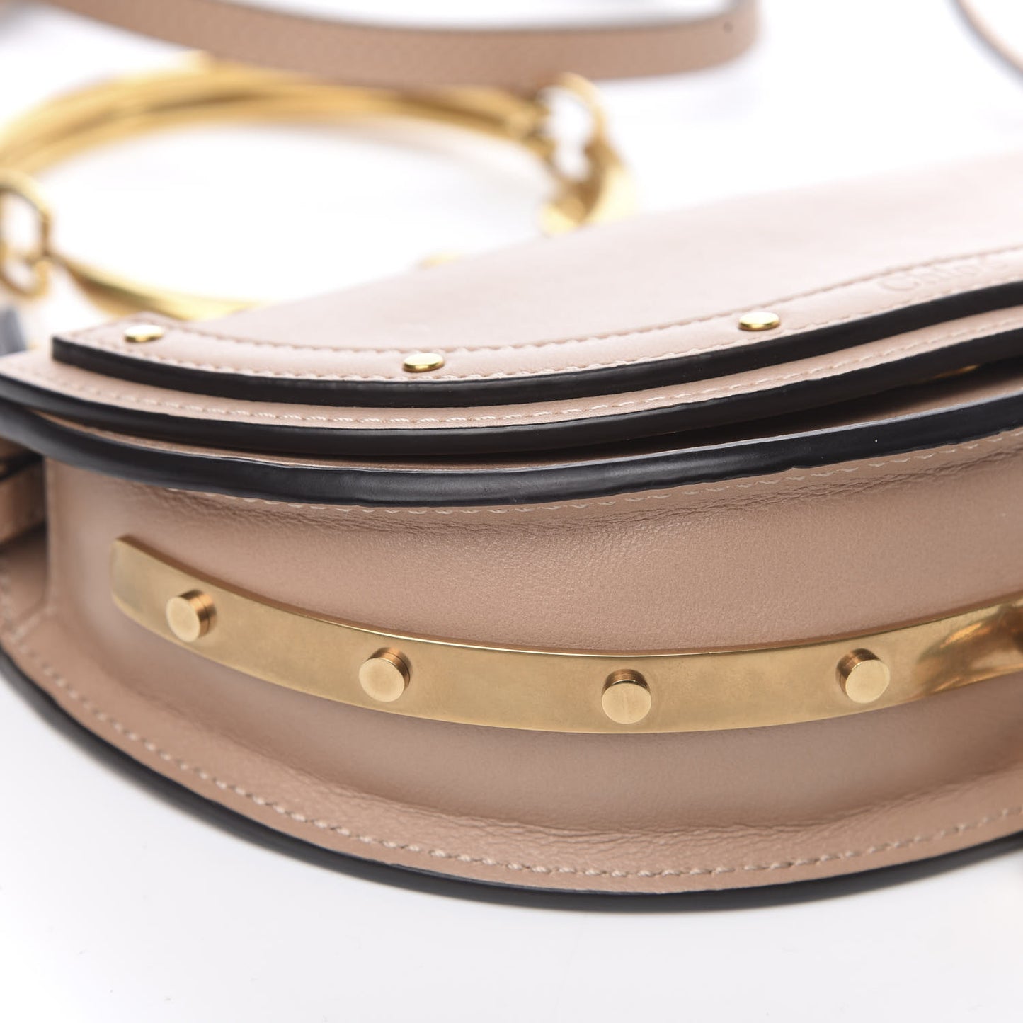 Calfskin Small Nile Bracelet Minaudiere Bag Biscotti Beige