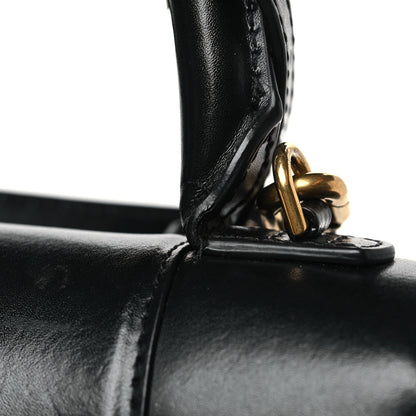 Balenciaga Shiny Box Calfskin Medium Hourglass Top Handle Bag Black 10 of 10