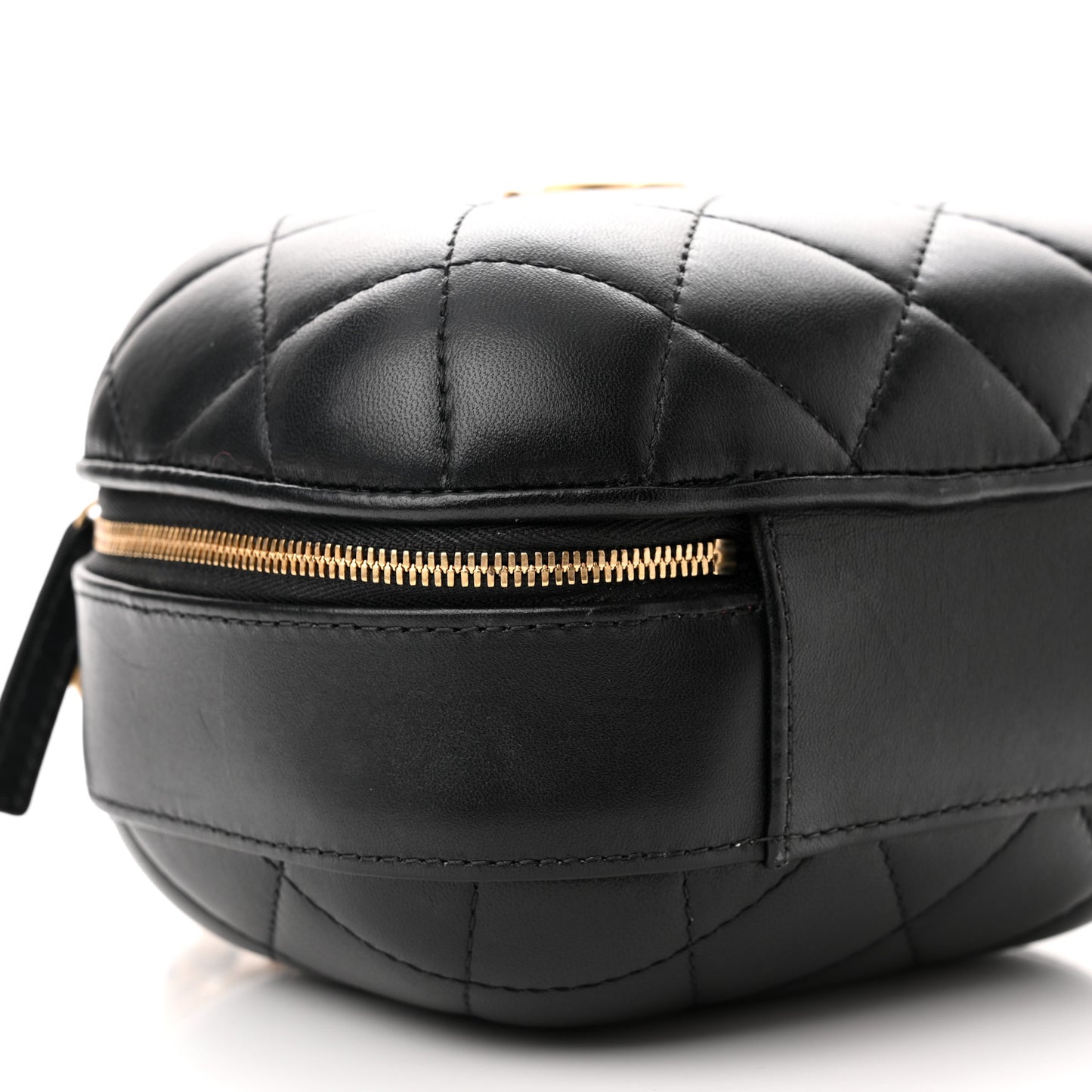 Lambskin Quilted Small CC Bubble Vanity Case Black