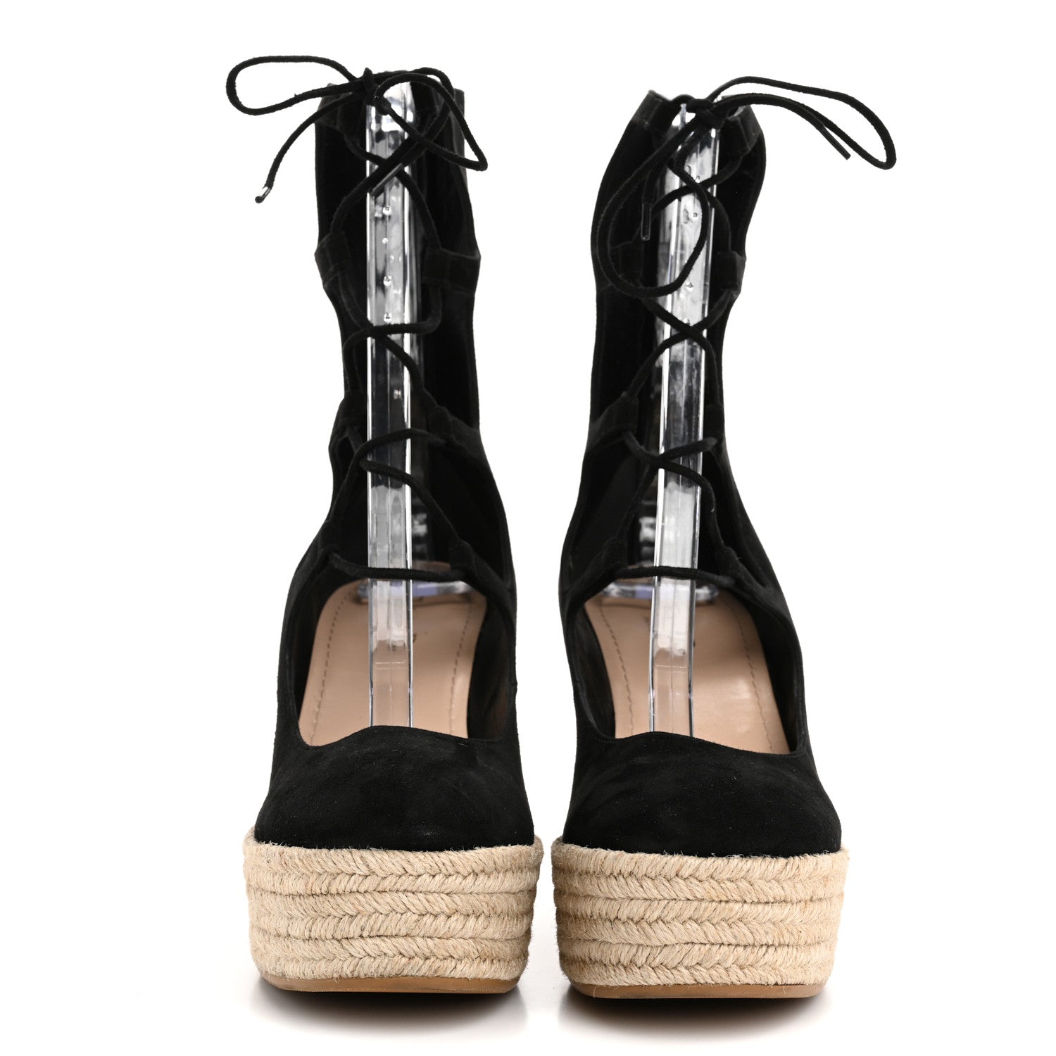 Christian Dior Suede Dioriver Lace Up Espadrille Wedges 38 Black 3 of 10