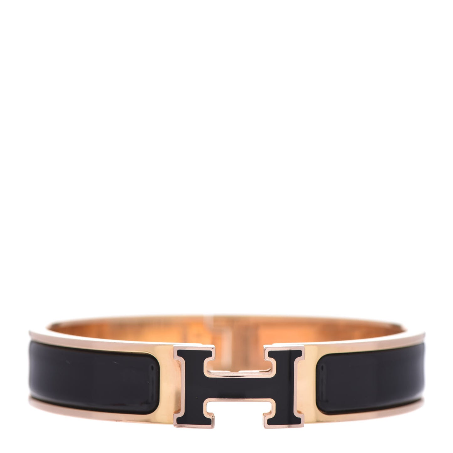 Enamel Narrow Clic Clac H Bracelet PM Black