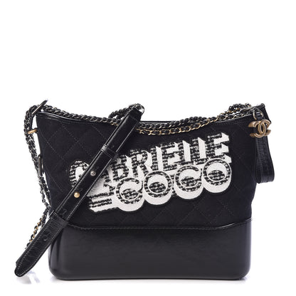 Chanel Felt Calfskin Quilted Medium Gabrielle Hobo Black 1 of 10
