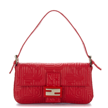 Fendi Nappa Logo Embossed Baguette Red 1 of 7