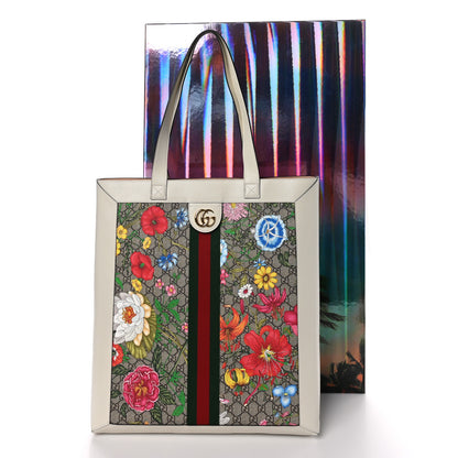 Gucci GG Supreme Monogram Flora Web Ophidia Vertical Shopping Tote White 12 of 12