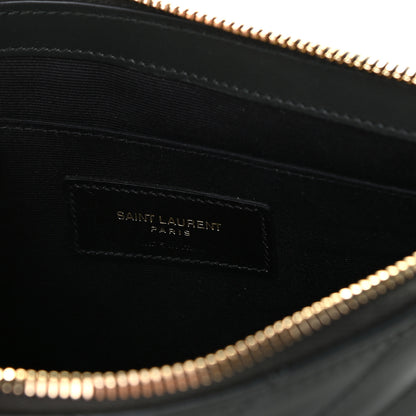 Saint Laurent Calfskin Matelasse Chevron Monogram A5 Wristlet Black 5 of 10