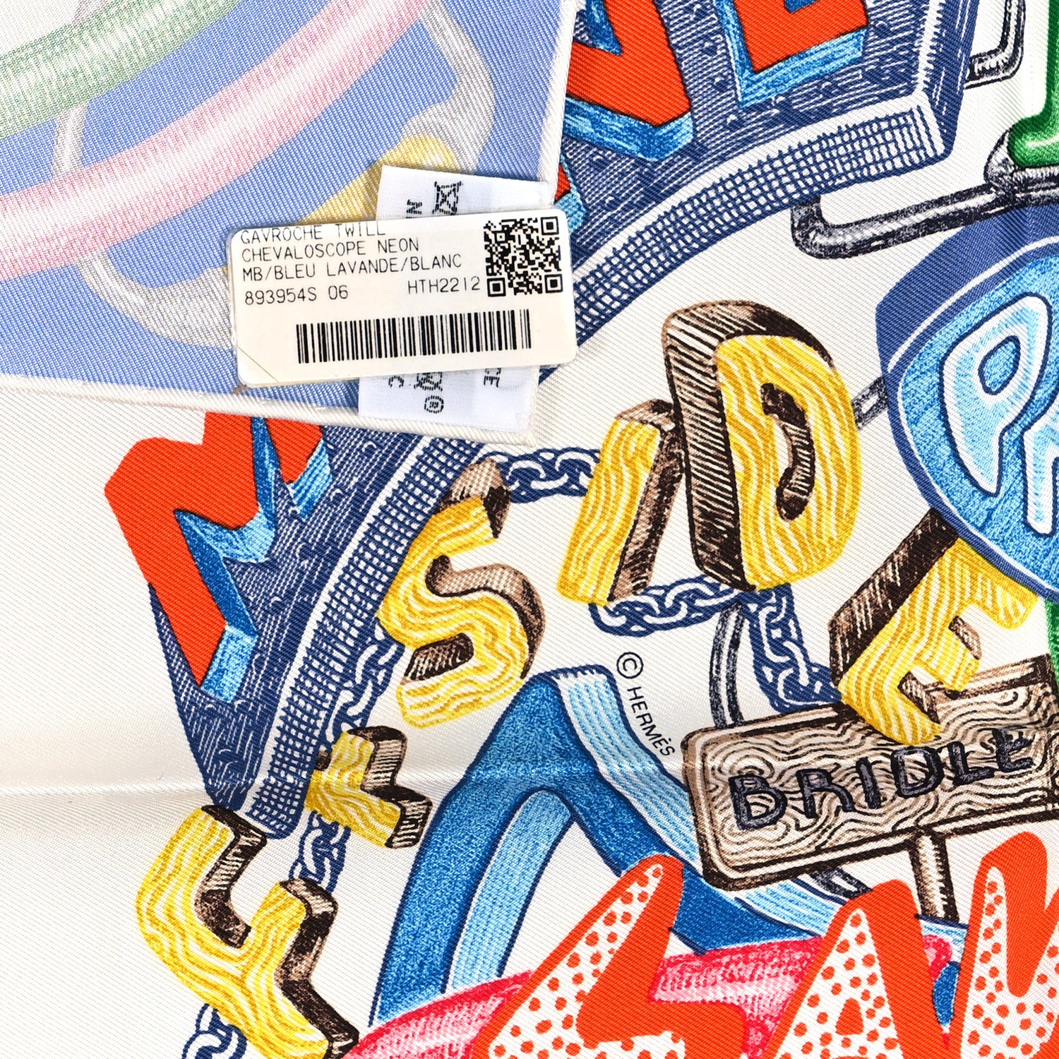 Hermes Silk Gavroche Chevaloscope Scarf 45 Neon Bleu Lavande White 3 of 3