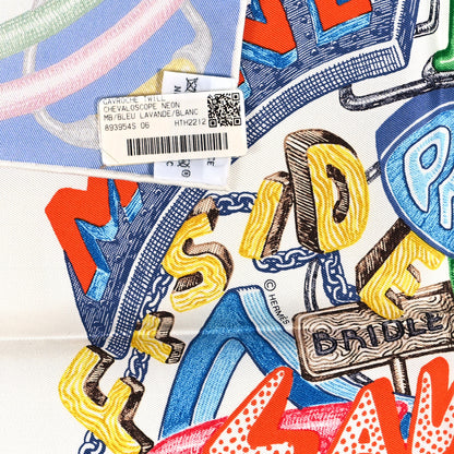 Hermes Silk Gavroche Chevaloscope Scarf 45 Neon Bleu Lavande White 3 of 3