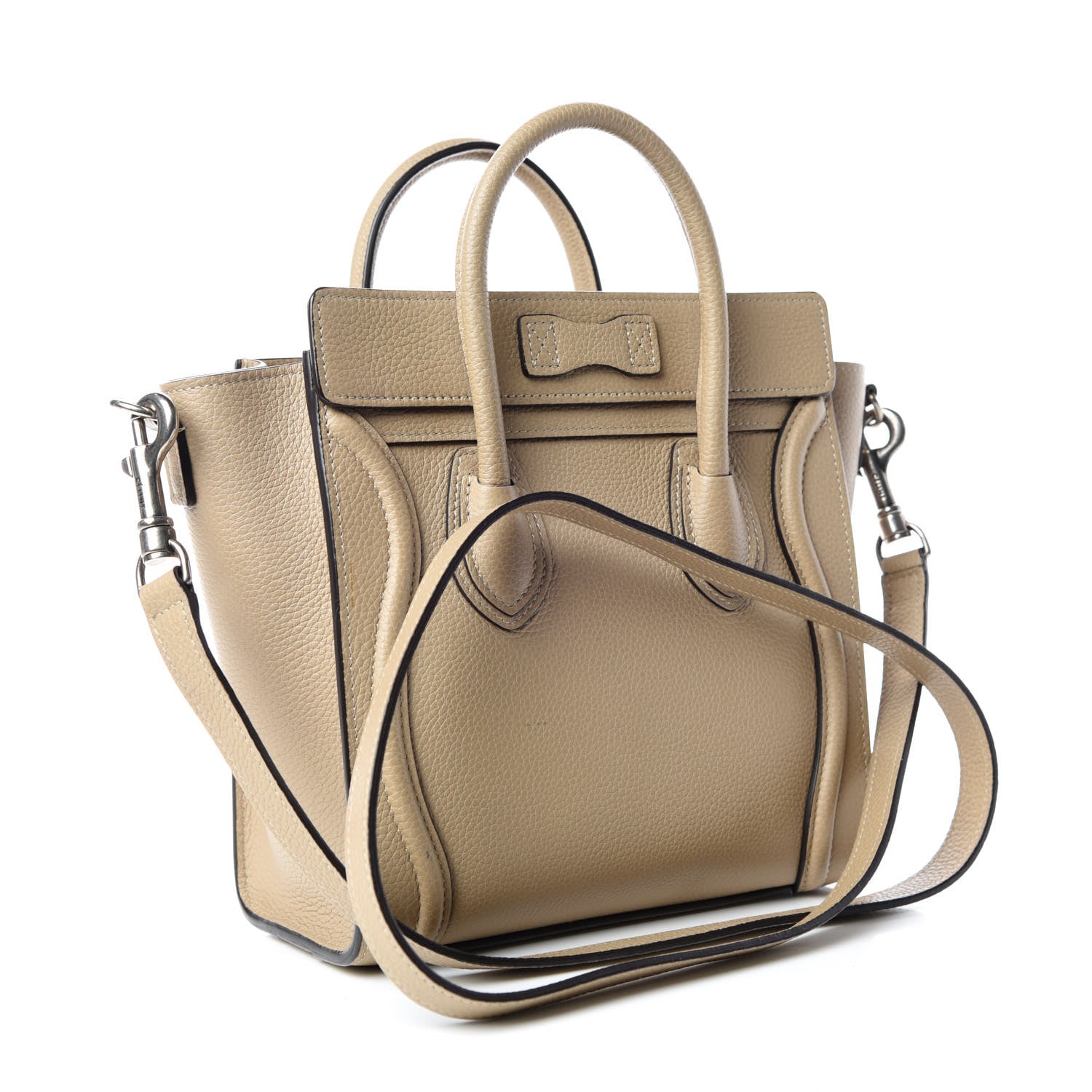 Celine Drummed Calfskin Nano Luggage Dune 3 of 12