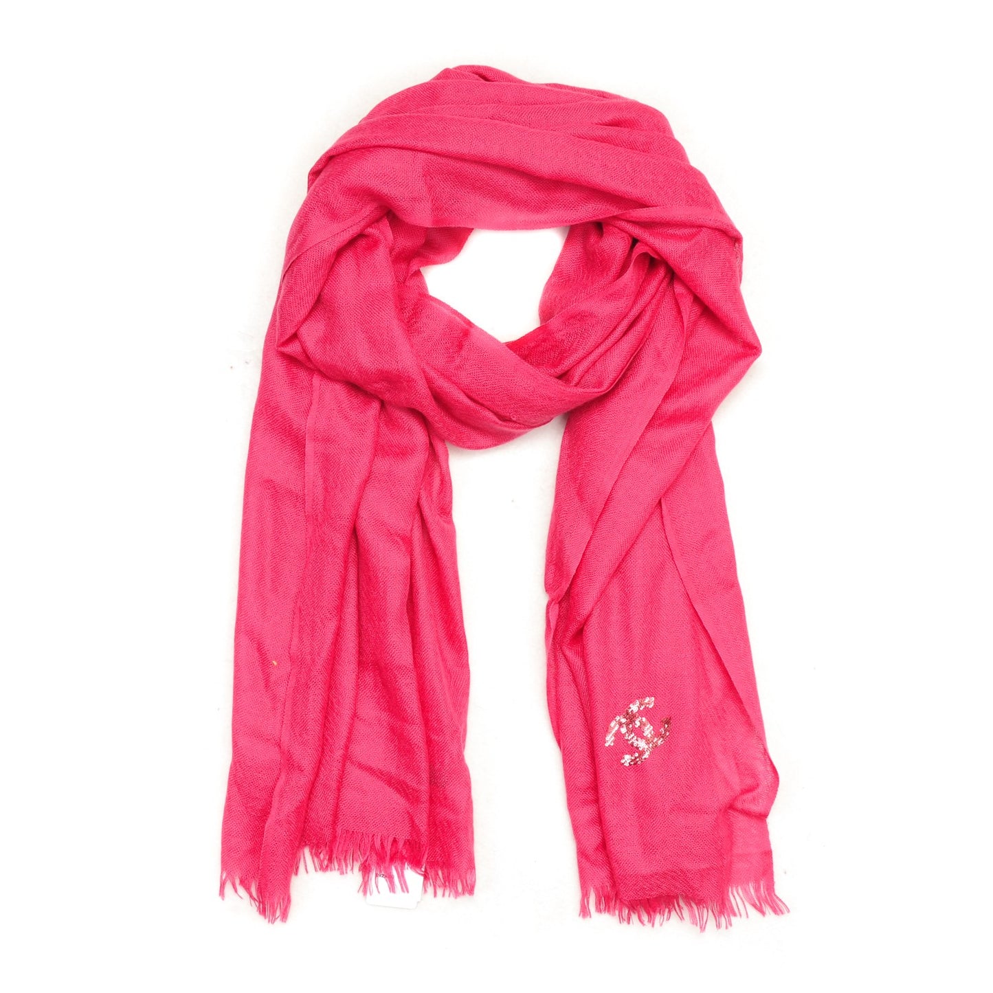 Cashmere Sequins CC Scarf Rose Fonce