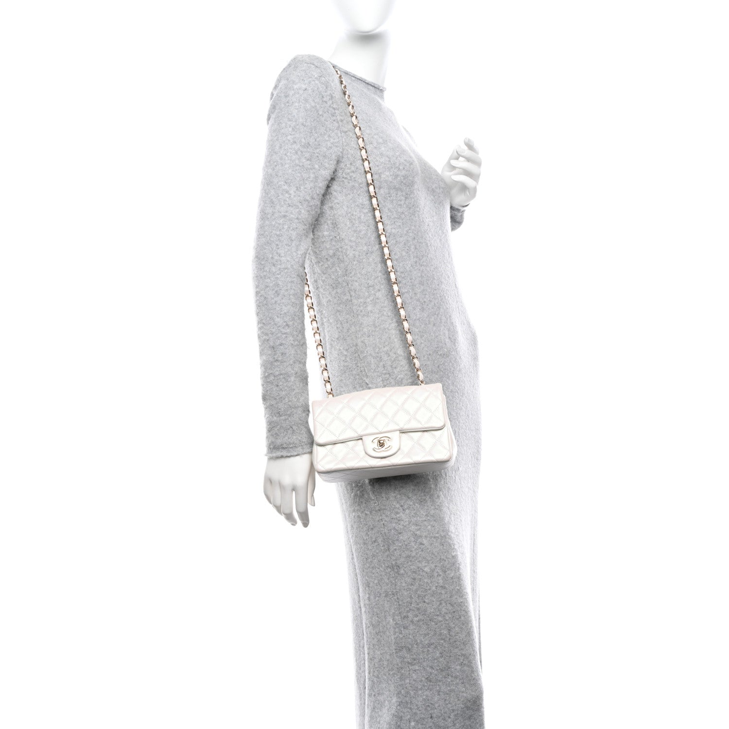 Chanel Iridescent Calfskin Quilted Mini Rectangular Flap White 2 of 11