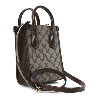 Gucci GG Supreme Monogram Azalea Calfskin Mini Retro Interlocking G Tote Bag Beige Ebony Brown Sugar 3 of 10