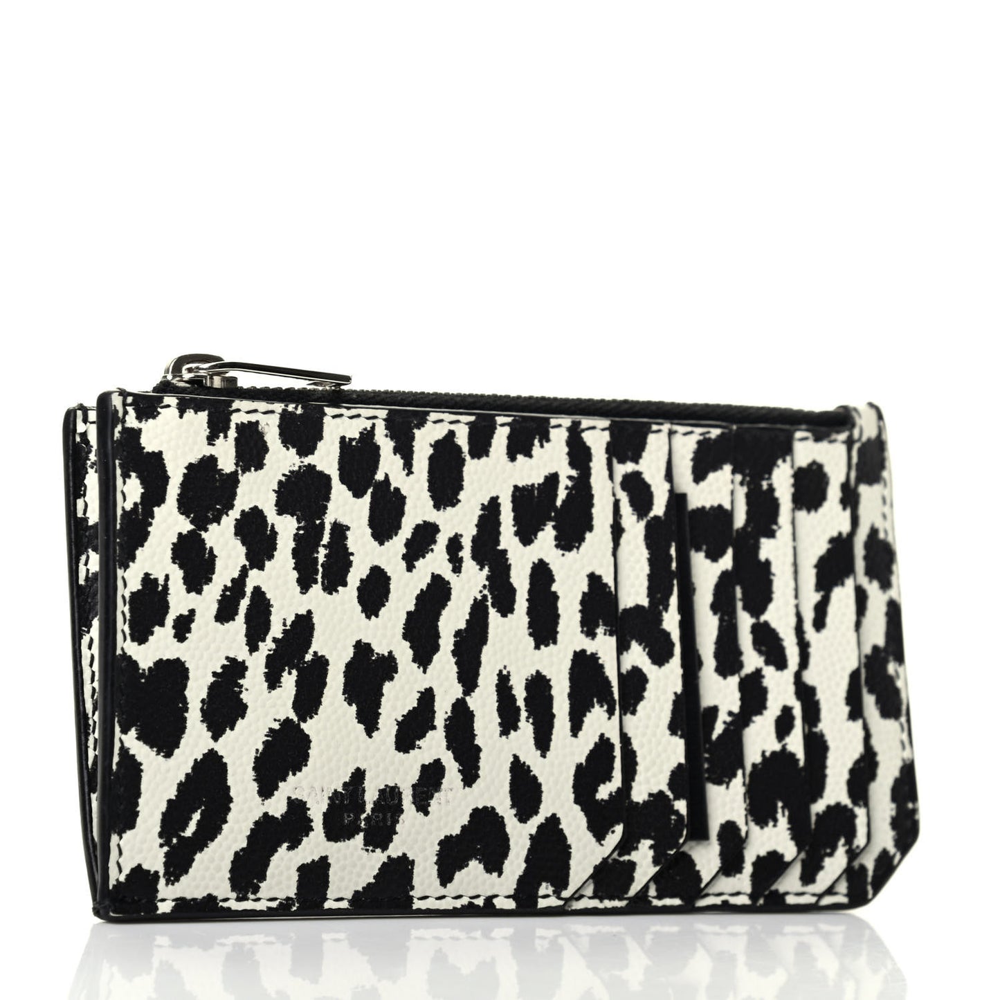 Grain de Poudre Leopard Print 5 Fragments Zip Pouch Card Holder Black