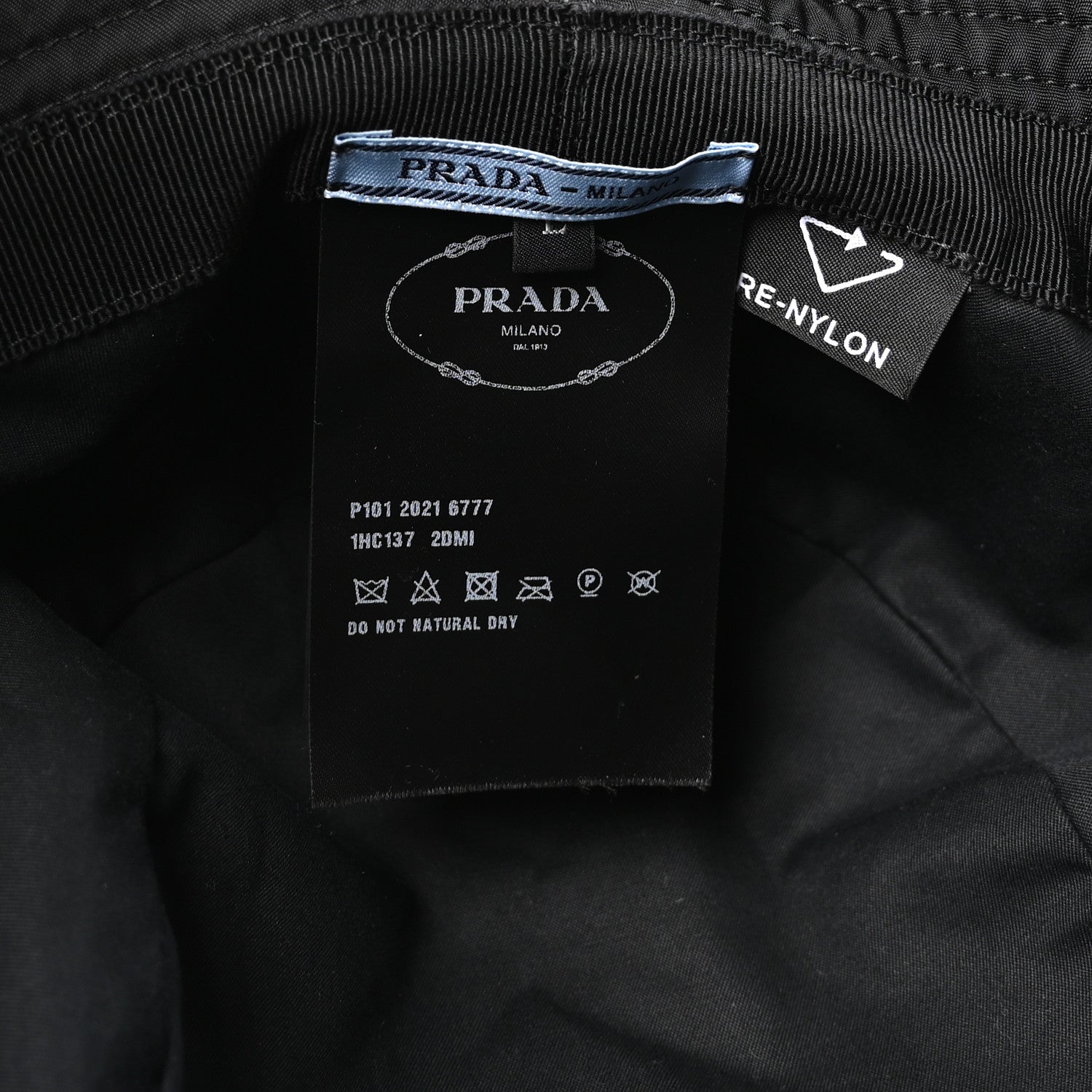 Prada Re-Nylon Metal Triangle Logo Womens Bucket Hat L Black 8 of 9