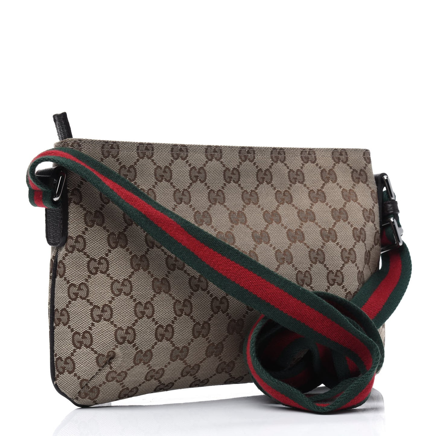 Monogram Web Small Flat Messenger Crossbody Dark Brown