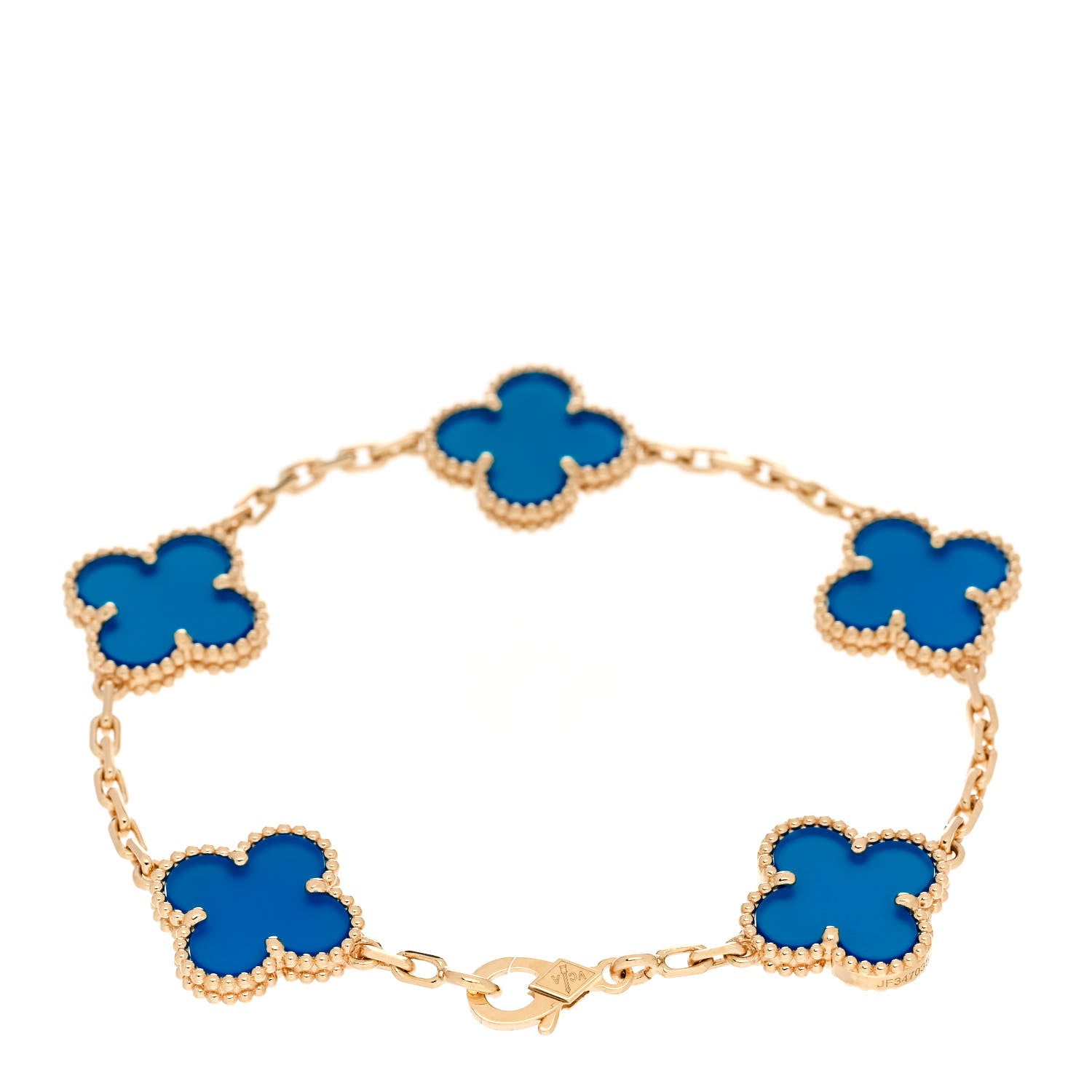 Van Cleef & Arpels 18K Yellow Gold Blue Agate 5 Motifs Vintage Alhambra Bracelet 2 of 5