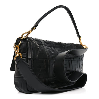 Fendi Nappa FF 1974 Embossed Large Baguette Black 3 of 10