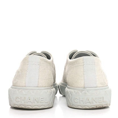 Chanel Denim Quilted Sneakers 36.5 Light Blue 6 of 10